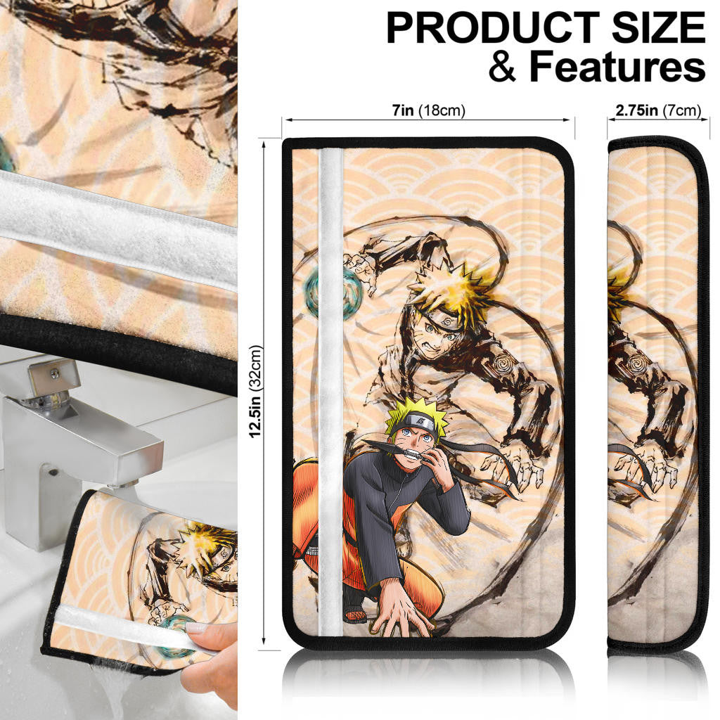 Naruto Anime Naruto Rasengan Power Black Painting Artwork Seat Belt Covers