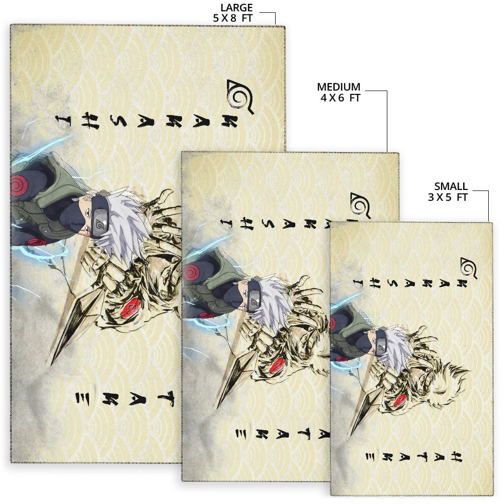 Naruto Anime Kakasi Hatake Chidori Power Black Painting Artwork Area Rug Home Decor