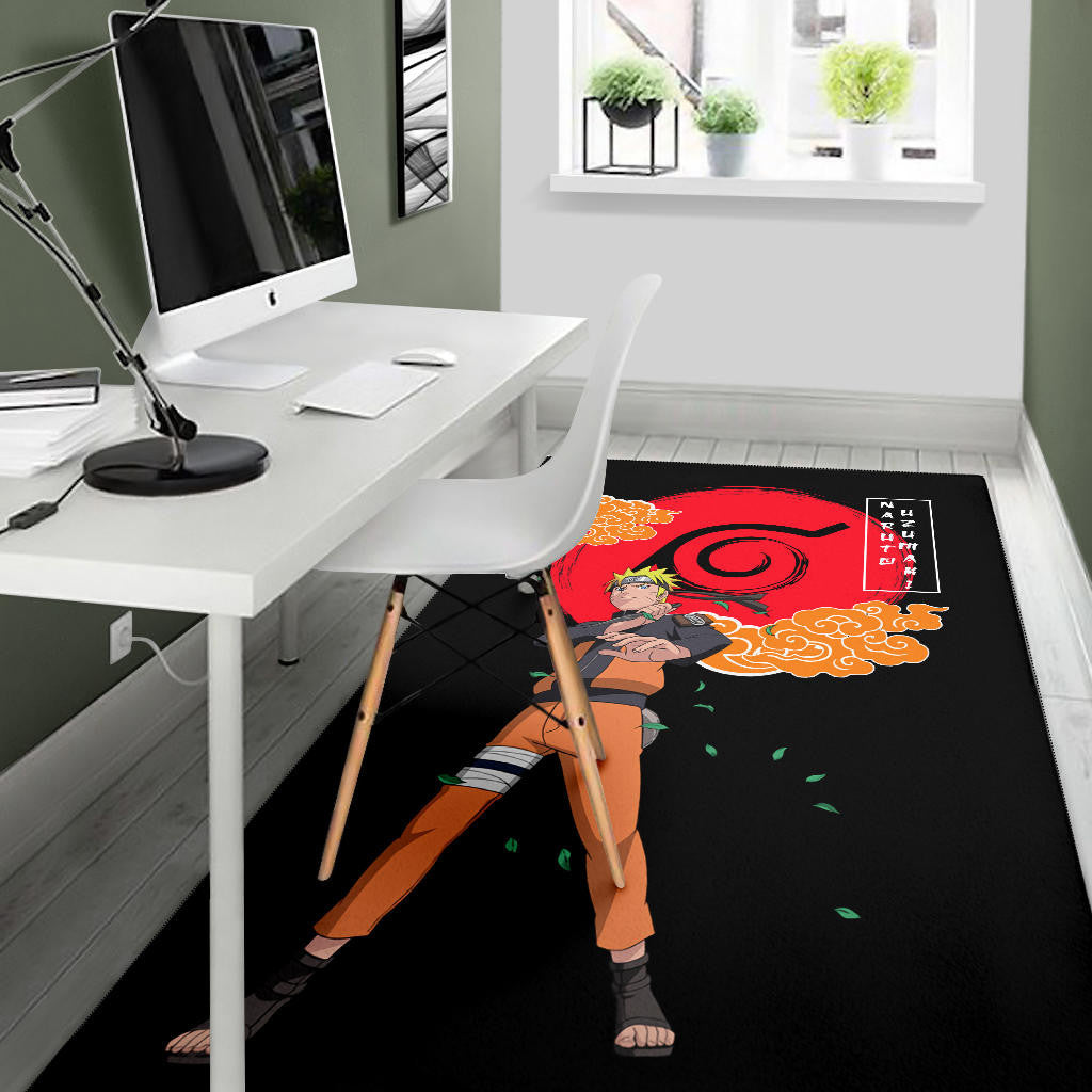 Naruto Anime Naruto Standing Leaf Village Konoha Symbol Area Rug Home Decor