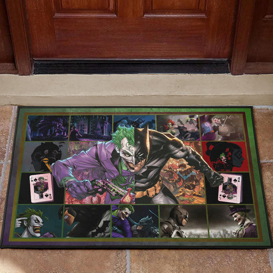 The Bat Man Vs Joker The Clown Door Mat Movie Home Decor Custom For Fans NT031102
