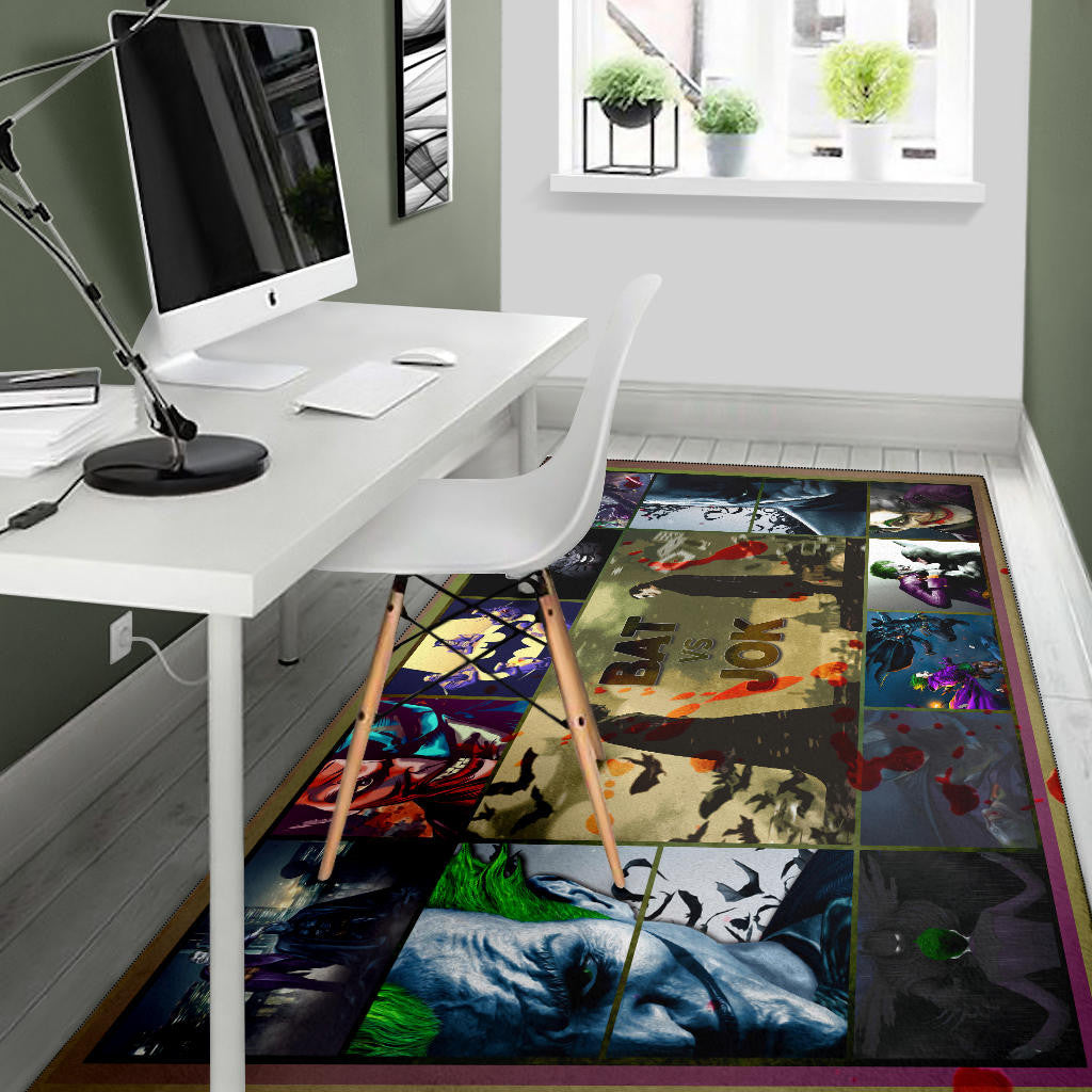 The Bat Man Vs Joker The Clown Area Rug Movie Home Decor Custom For Fans NT031101