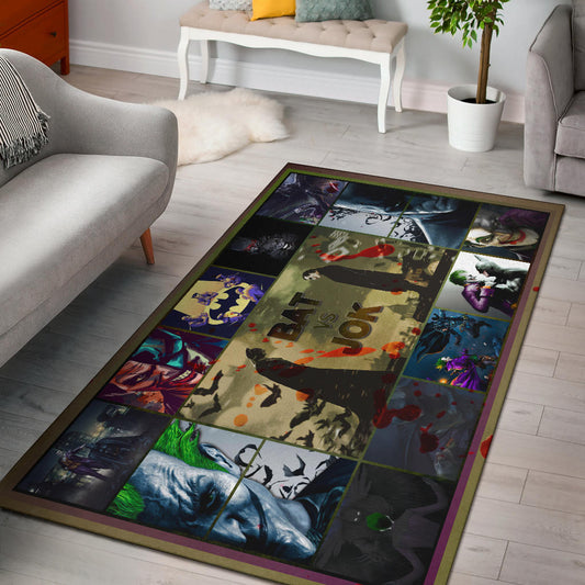 The Bat Man Vs Joker The Clown Area Rug Movie Home Decor Custom For Fans NT031101