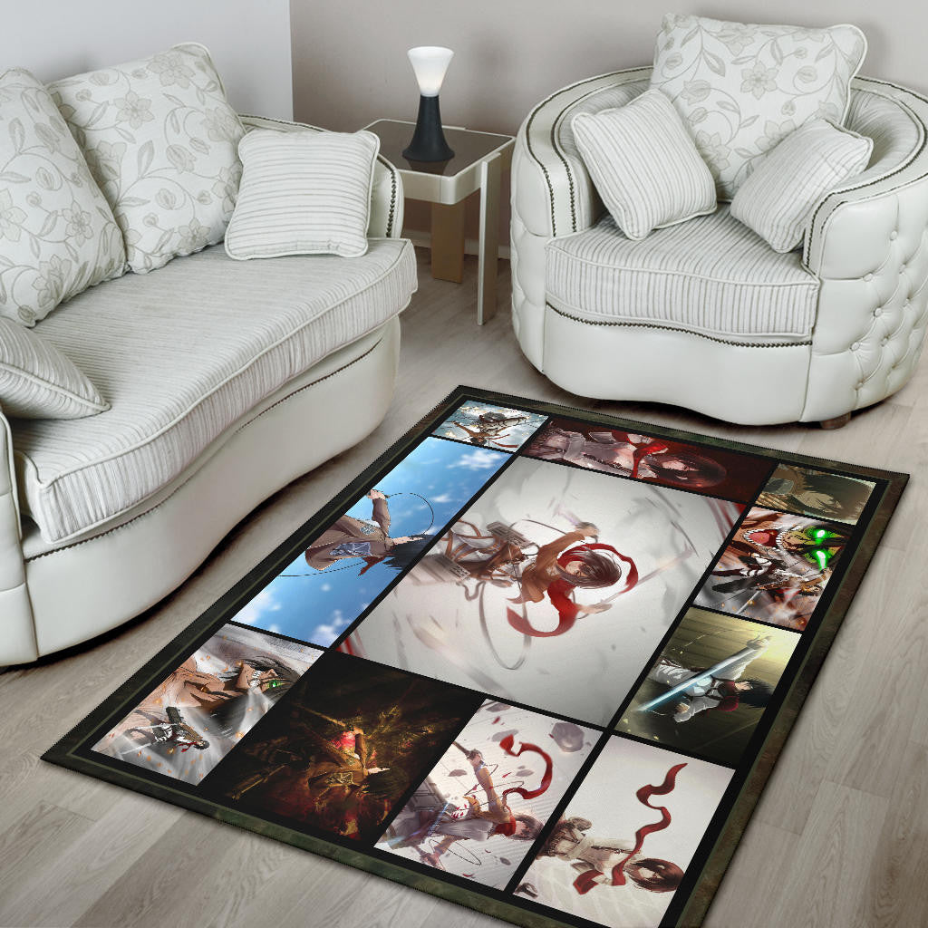 Mikasa Ackerman Attack On Titan Area Rug Anime Home Decor Custom For Fans NA031802