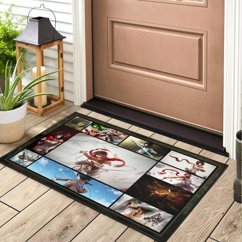 Mikasa Ackerman Attack On Titan Door Mat Anime Home Decor Custom For Fans NA031802