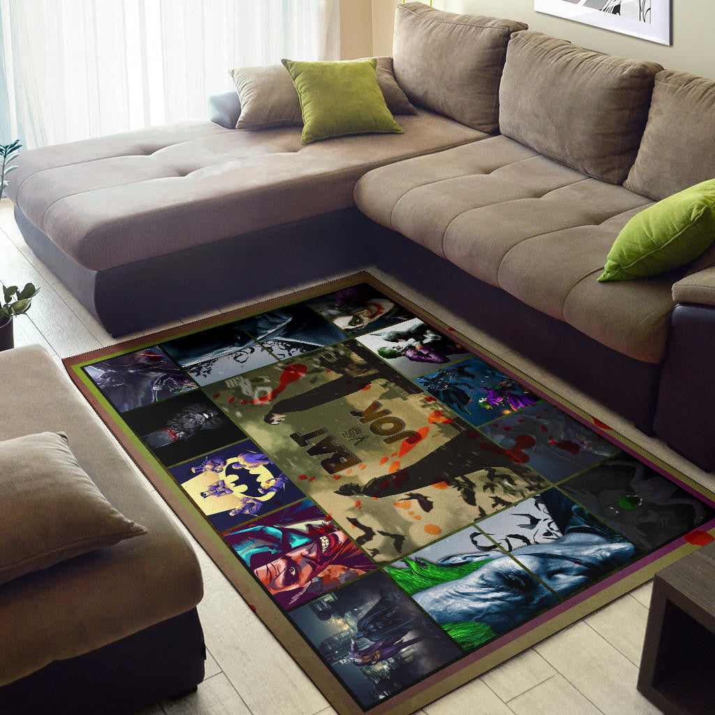 The Bat Man Vs Joker The Clown Area Rug Movie Home Decor Custom For Fans NT031101