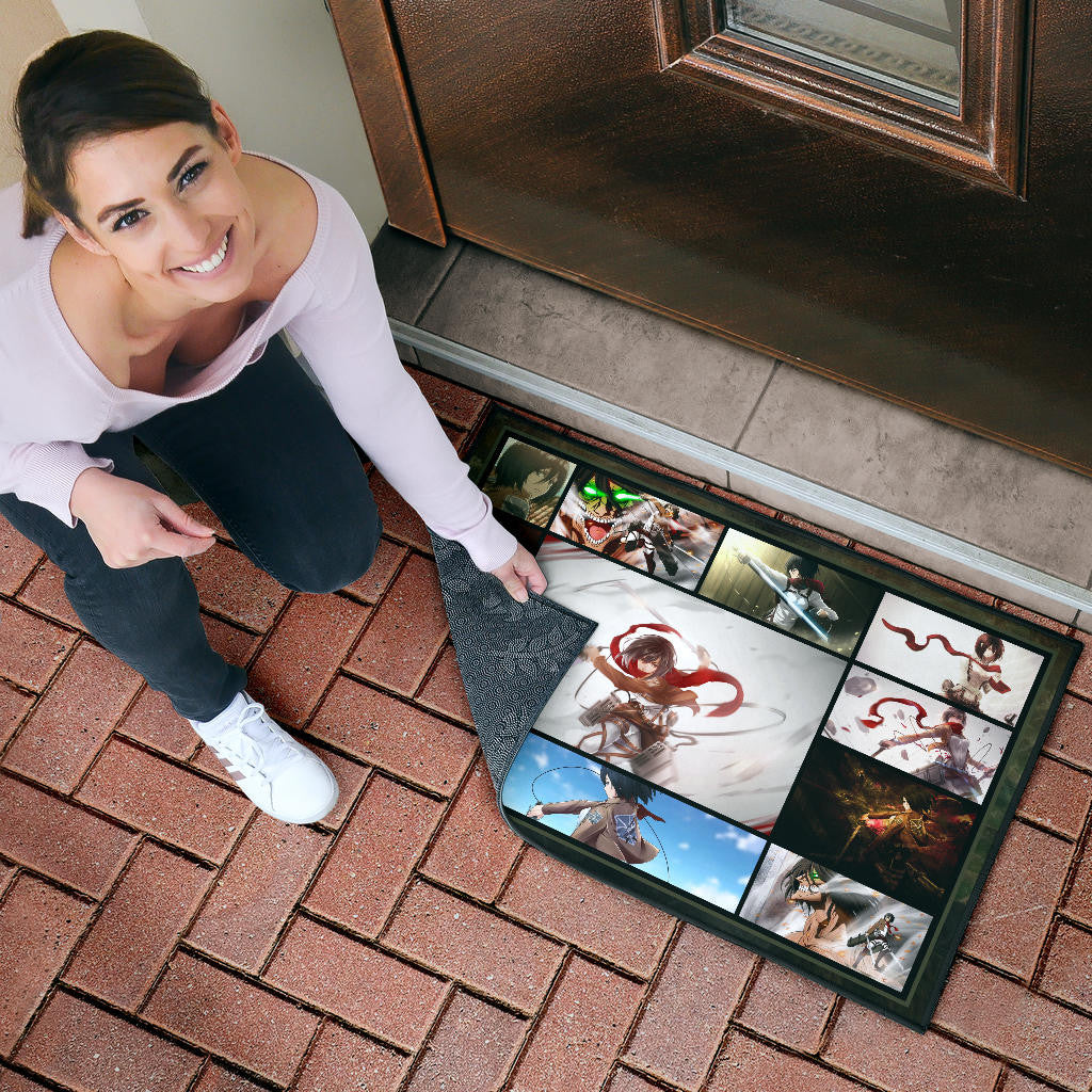 Mikasa Ackerman Attack On Titan Door Mat Anime Home Decor Custom For Fans NA031802