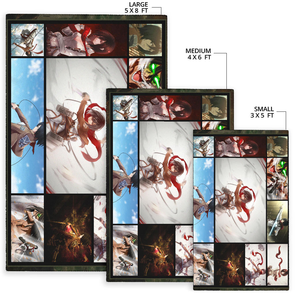 Mikasa Ackerman Attack On Titan Area Rug Anime Home Decor Custom For Fans NA031802