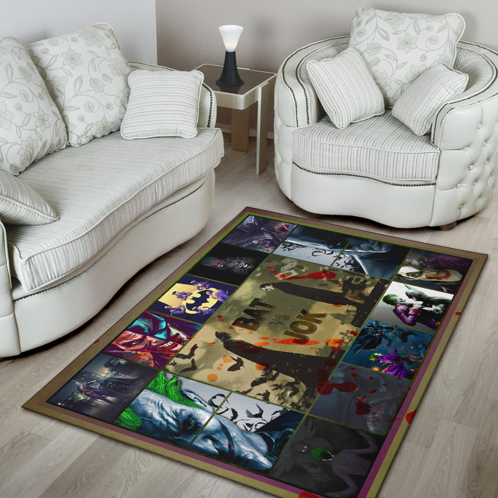 The Bat Man Vs Joker The Clown Area Rug Movie Home Decor Custom For Fans NT031101