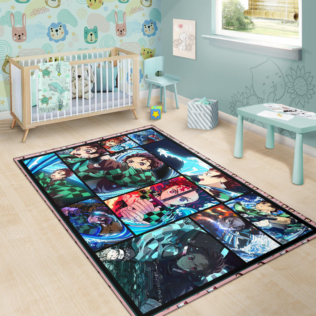 Tanjiro Kamado Demon Slayer Area Rug Anime Home Decor Custom For Fans NA031601