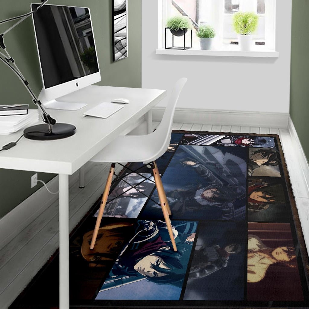 Mikasa Ackerman Attack On Titan Area Rug Anime Home Decor Custom For Fans NA031803