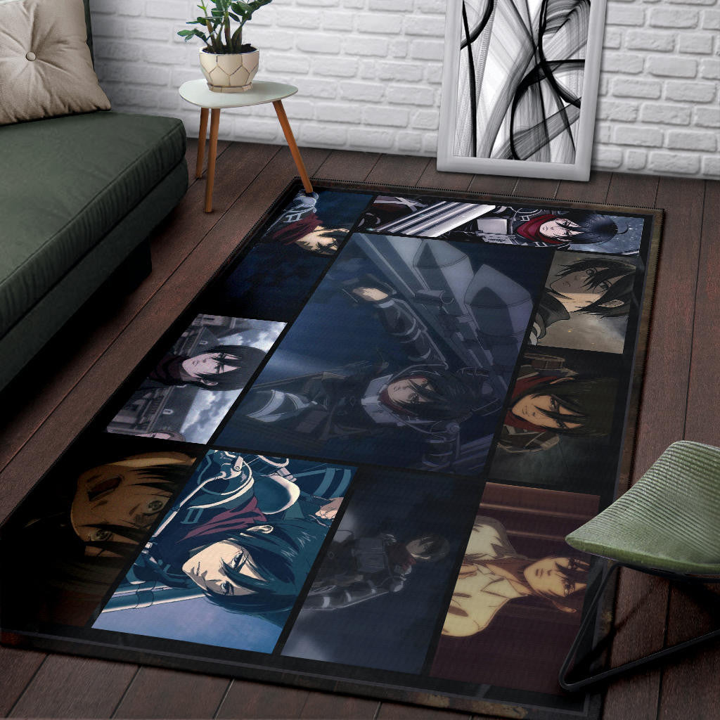 Mikasa Ackerman Attack On Titan Area Rug Anime Home Decor Custom For Fans NA031803