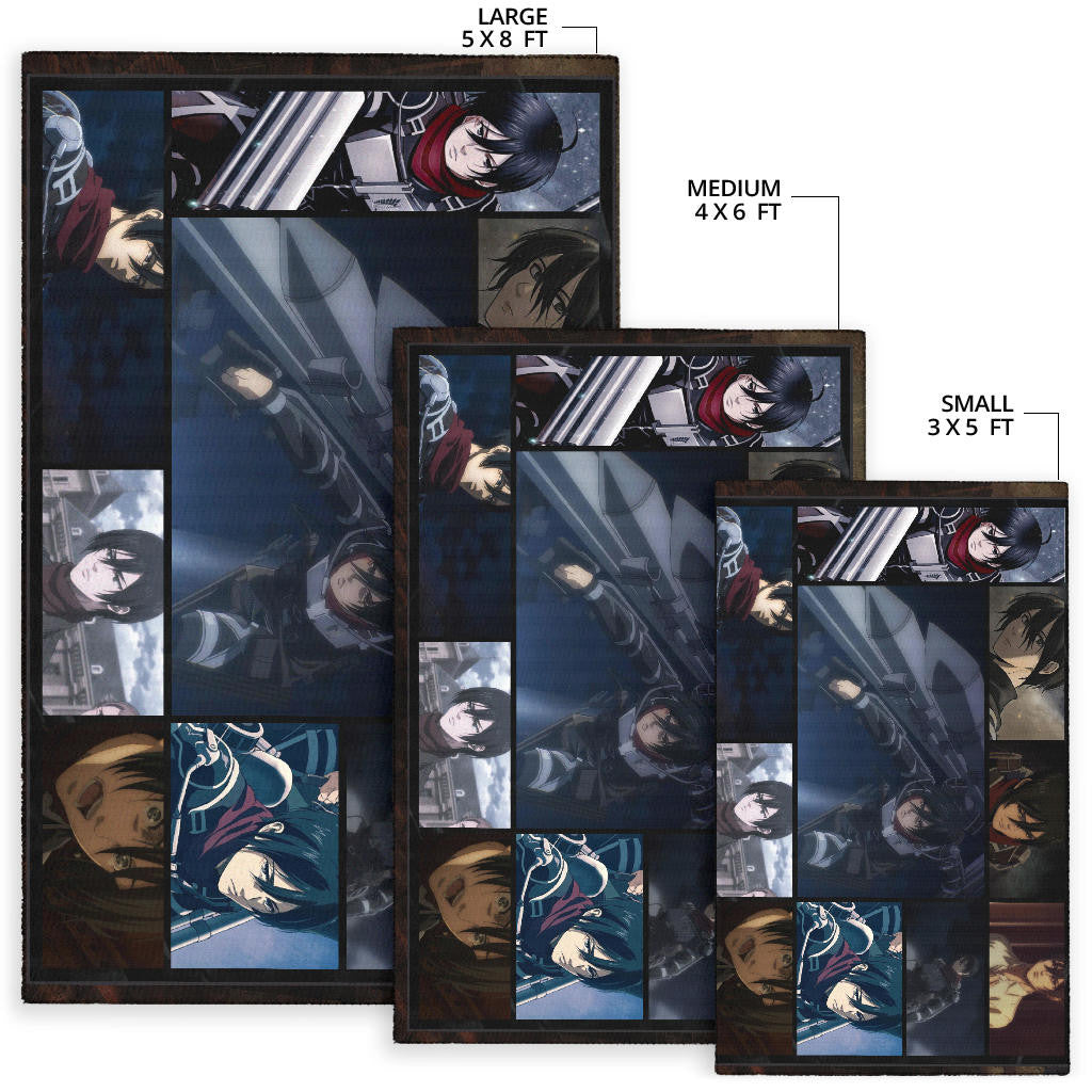 Mikasa Ackerman Attack On Titan Area Rug Anime Home Decor Custom For Fans NA031803