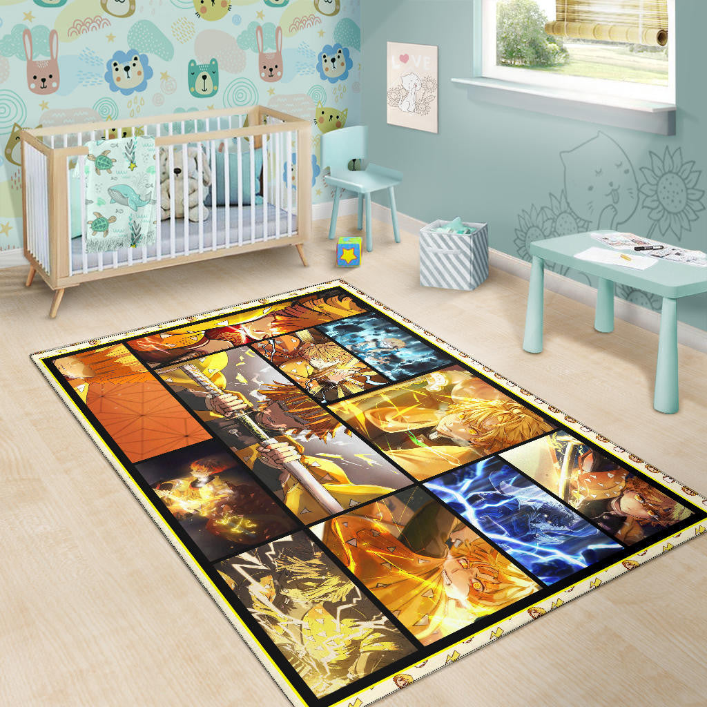 Zenitsu Agatsuma Demon Slayer Area Rug Anime Home Decor Custom For Fans NA031504
