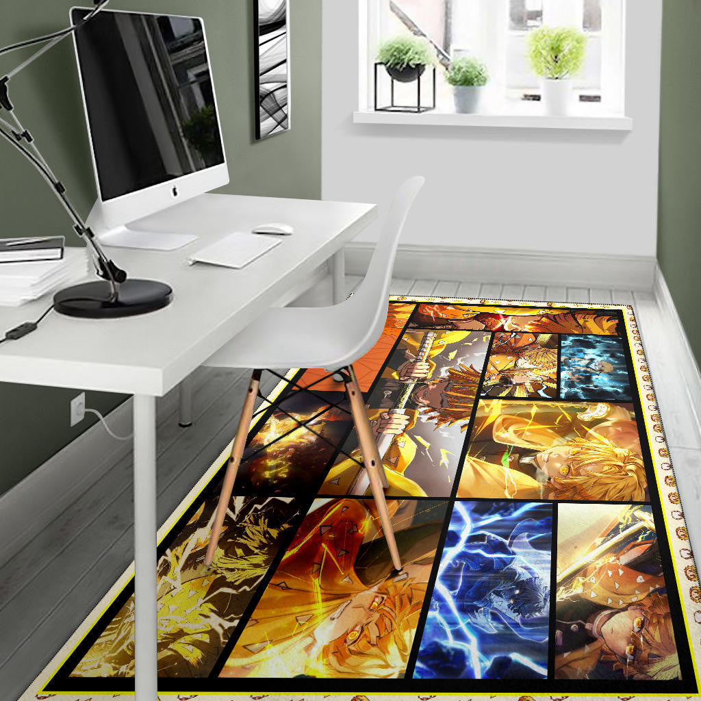 Zenitsu Agatsuma Demon Slayer Area Rug Anime Home Decor Custom For Fans NA031504
