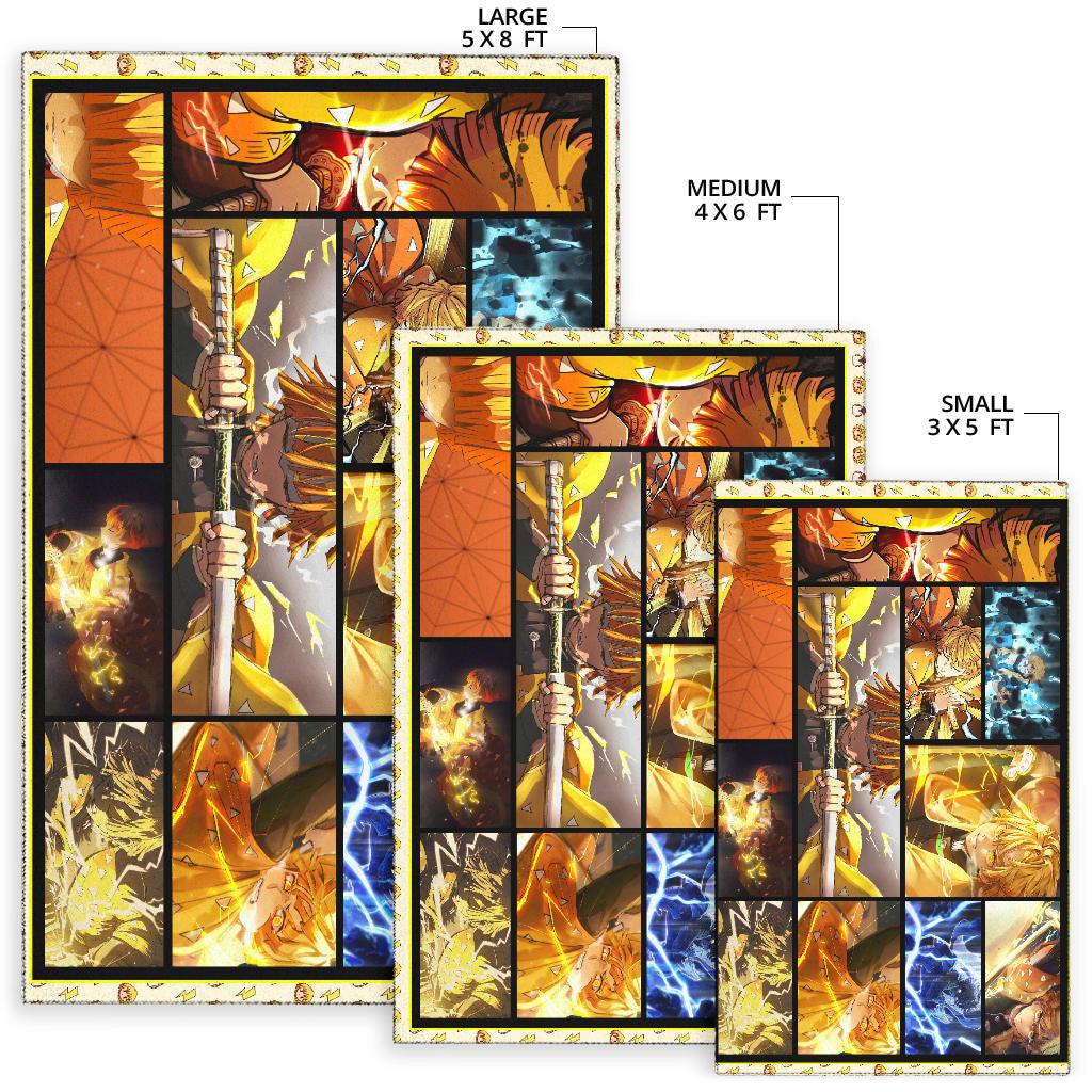Zenitsu Agatsuma Demon Slayer Area Rug Anime Home Decor Custom For Fans NA031504