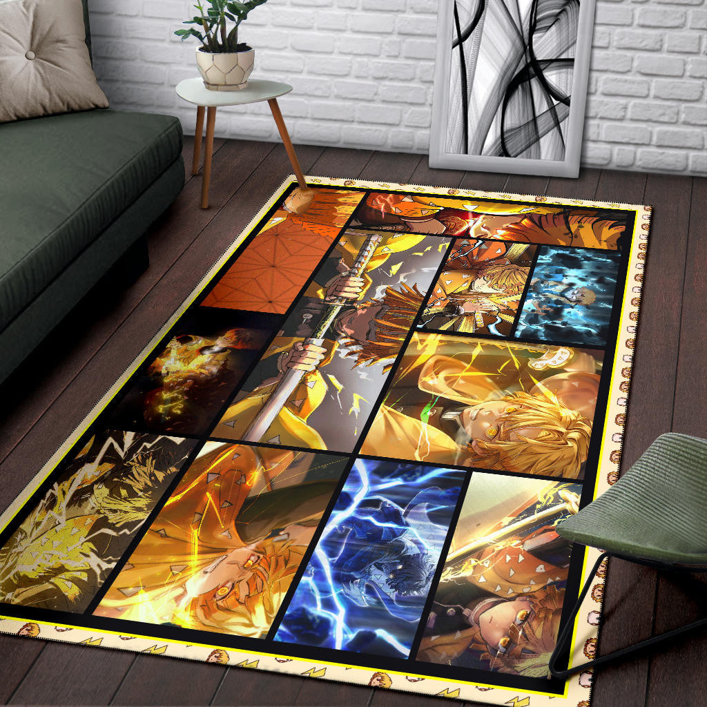 Zenitsu Agatsuma Demon Slayer Area Rug Anime Home Decor Custom For Fans NA031504