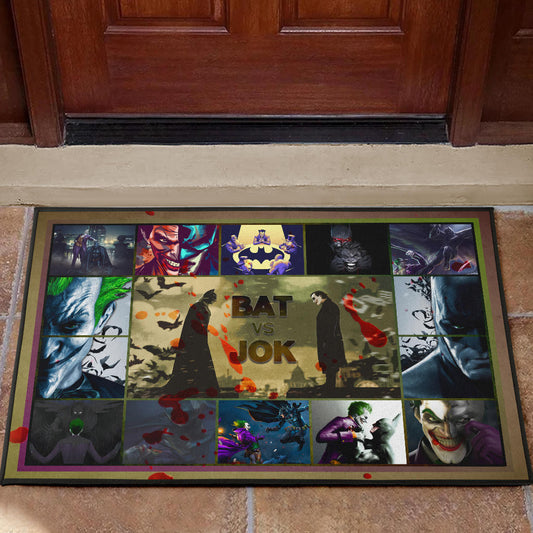 The Bat Man Vs Joker The Clown Door Mat Movie Home Decor Custom For Fans NT031101