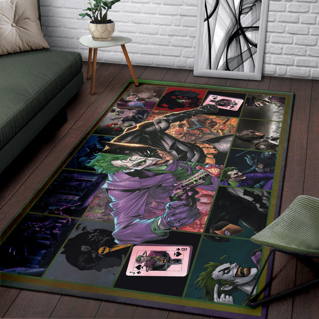 The Bat Man Vs Joker The Clown Area Rug Movie Home Decor Custom For Fans NT031102