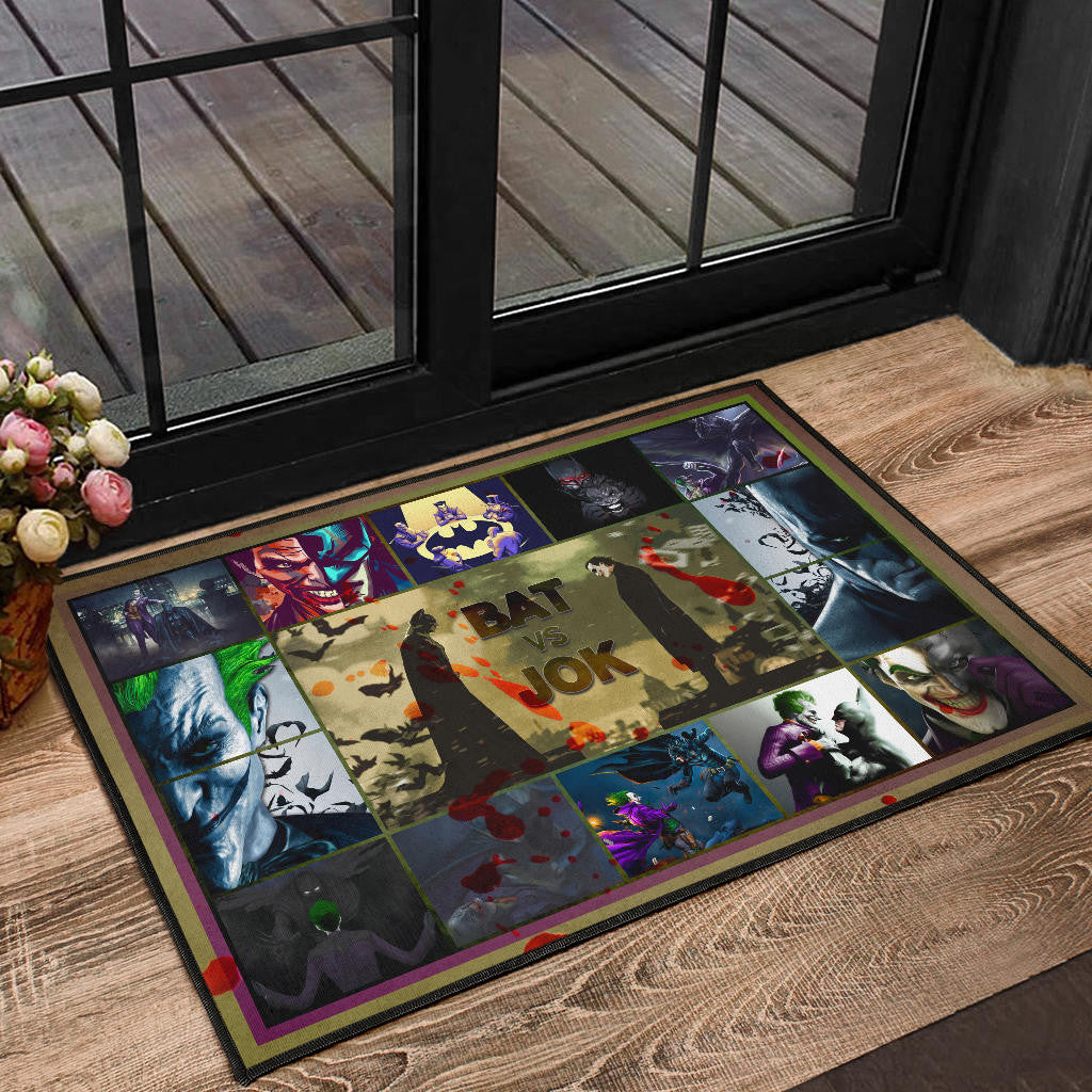 The Bat Man Vs Joker The Clown Door Mat Movie Home Decor Custom For Fans NT031101