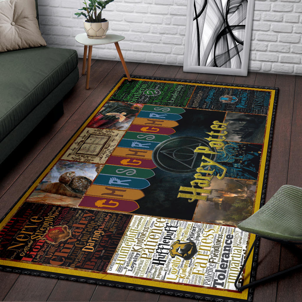 Hogwarts Houses GMRS Harry Potter Area Rug Movie Home Decor Custom For Fans NT031701