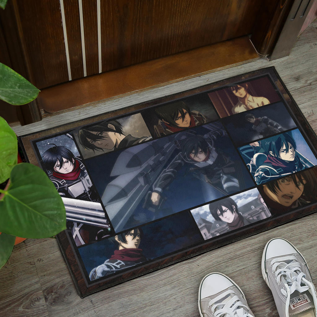 Mikasa Ackerman Attack On Titan Door Mat Anime Home Decor Custom For Fans NA031803
