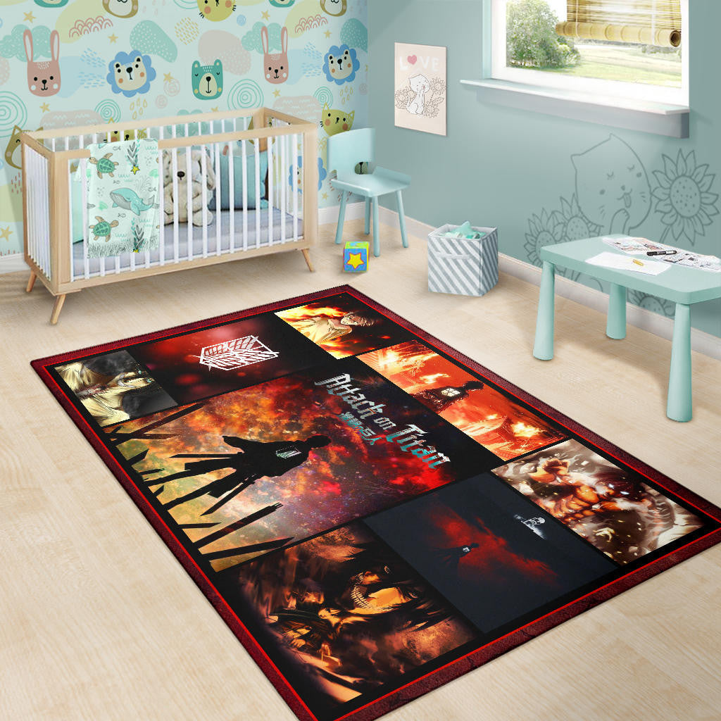 Eren Yeager Attack On Titan Area Rug Anime Home Decor Custom For Fans NA033101