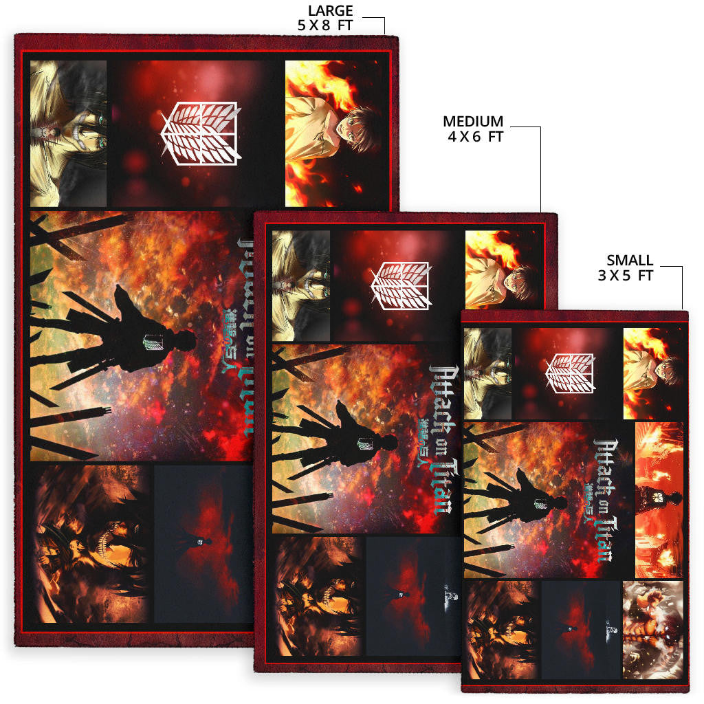 Eren Yeager Attack On Titan Area Rug Anime Home Decor Custom For Fans NA033101