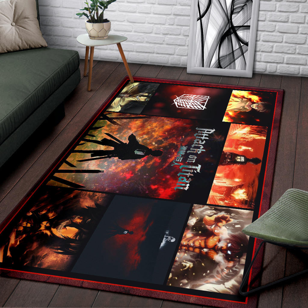 Eren Yeager Attack On Titan Area Rug Anime Home Decor Custom For Fans NA033101