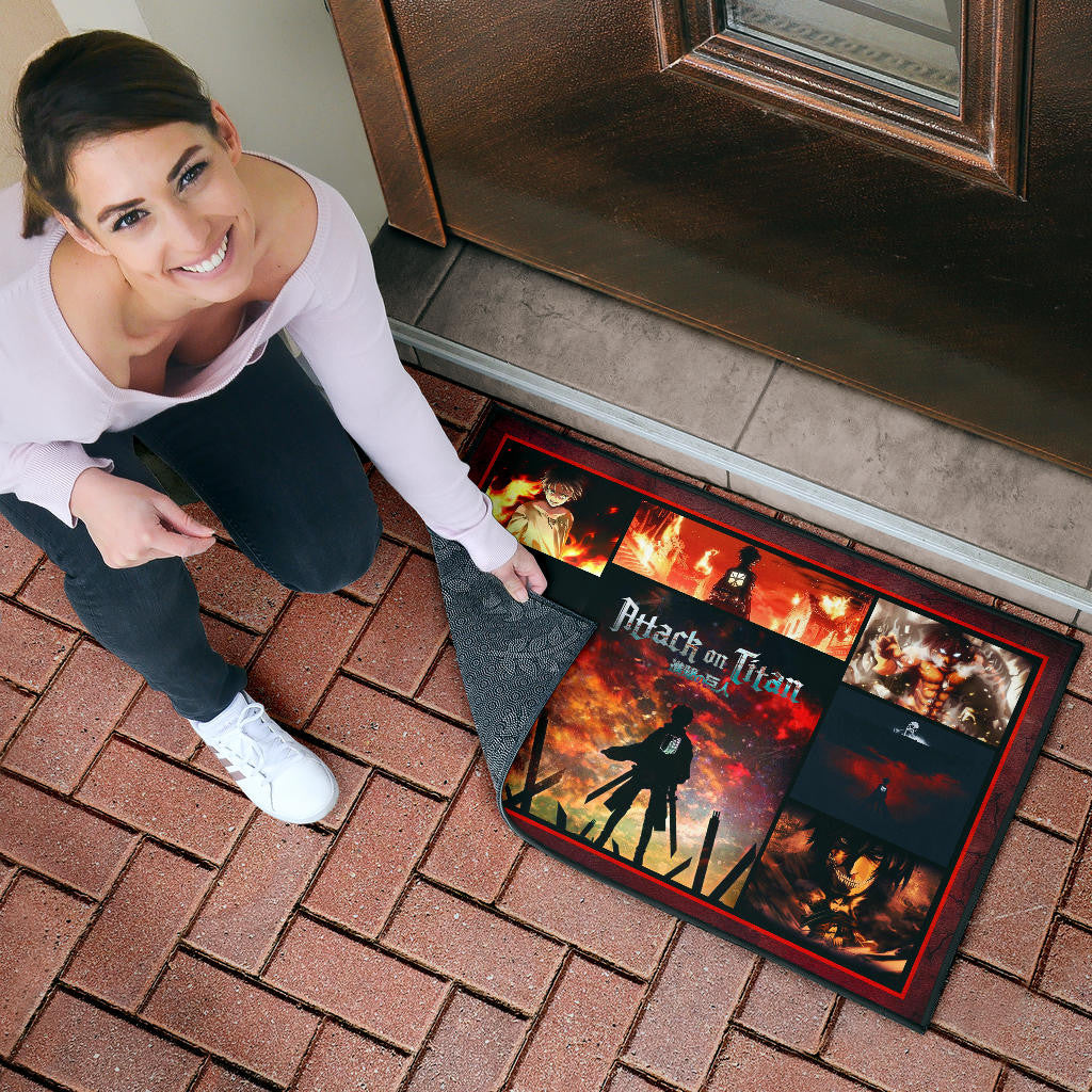 Eren Yeager Attack On Titan Door Mat Anime Home Decor Custom For Fans NA033001