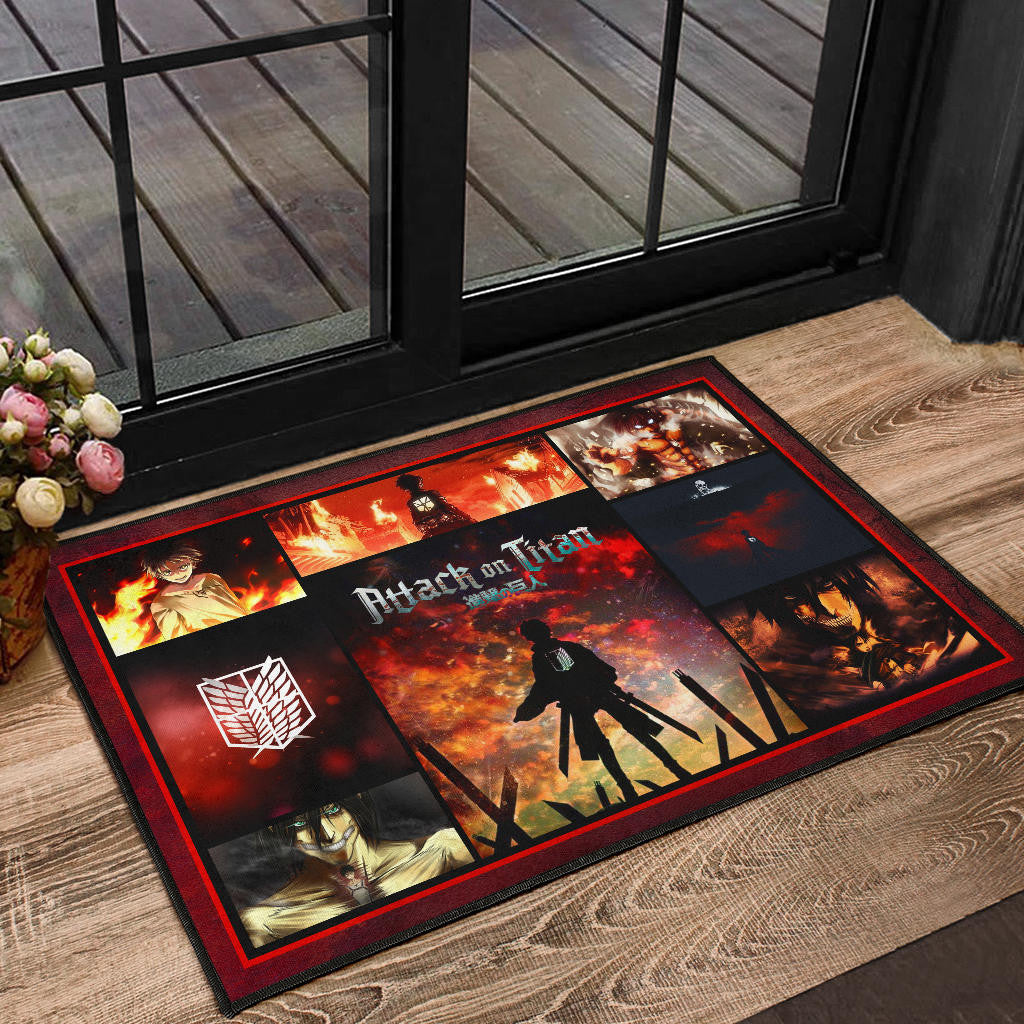 Eren Yeager Attack On Titan Door Mat Anime Home Decor Custom For Fans NA033001