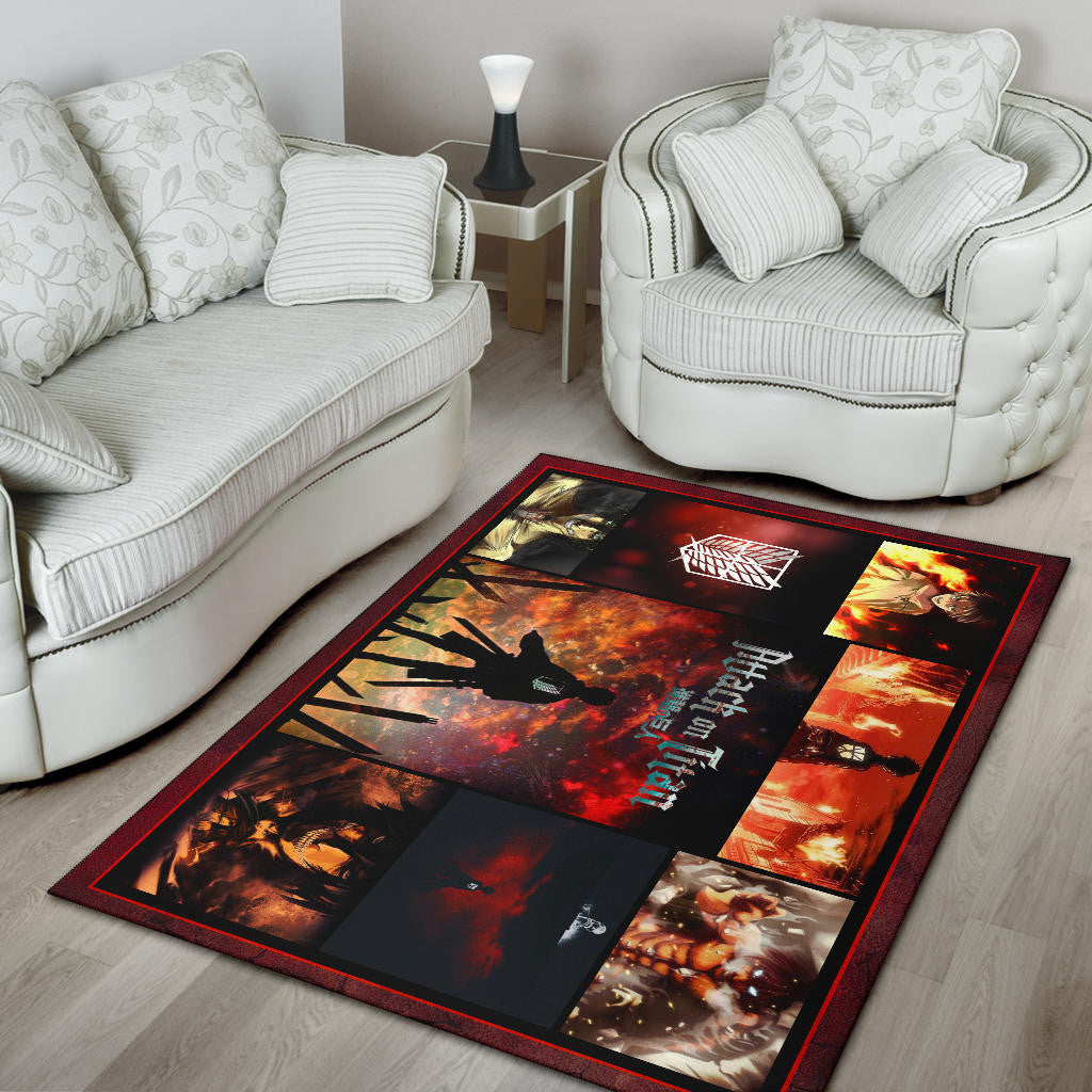 Eren Yeager Attack On Titan Area Rug Anime Home Decor Custom For Fans NA033101