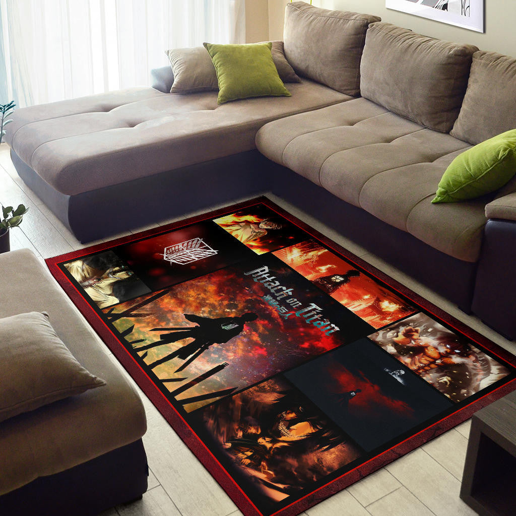 Eren Yeager Attack On Titan Area Rug Anime Home Decor Custom For Fans NA033101