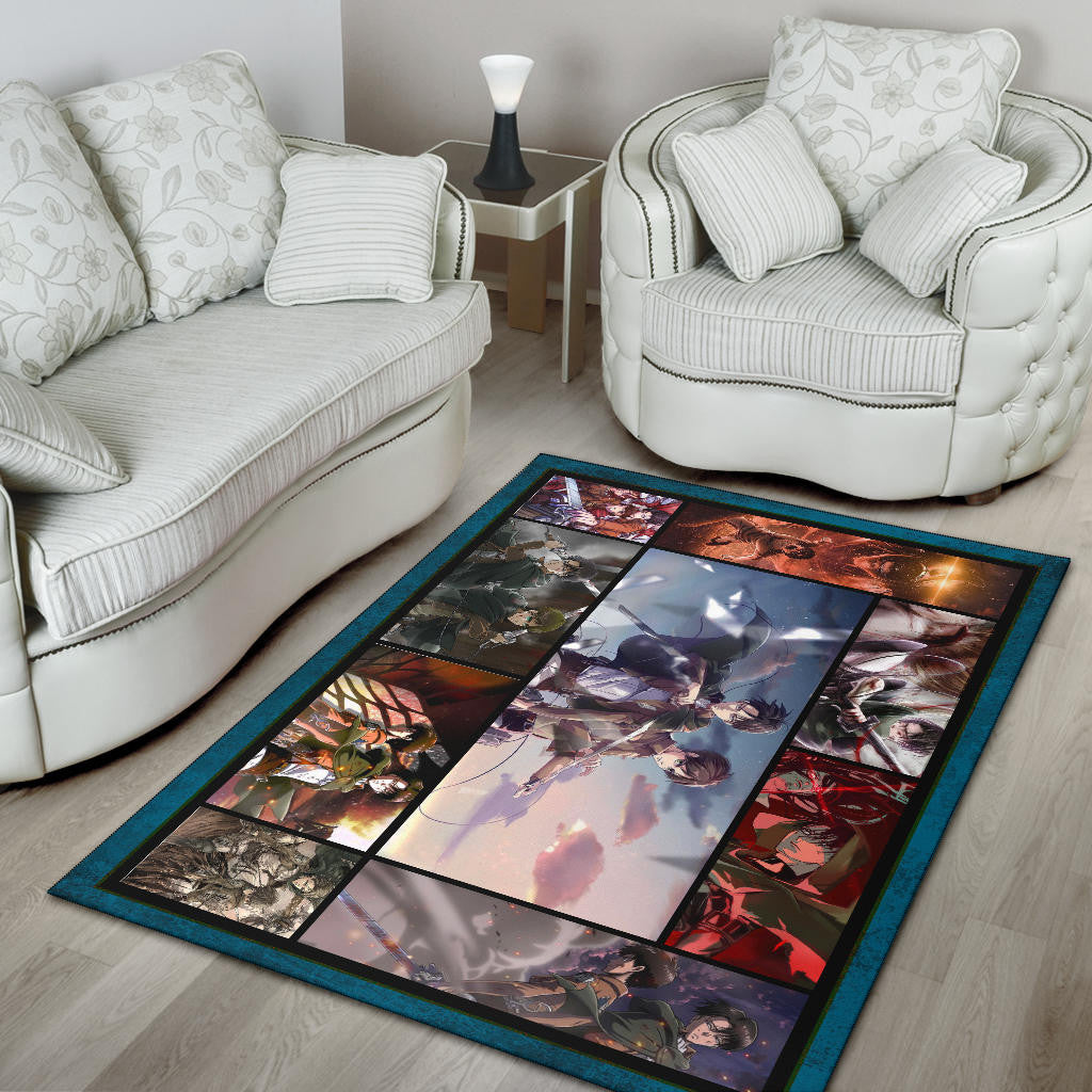 Eren And Levi Attack On Titan Area Rug Anime Home Decor Custom For Fans NA033003