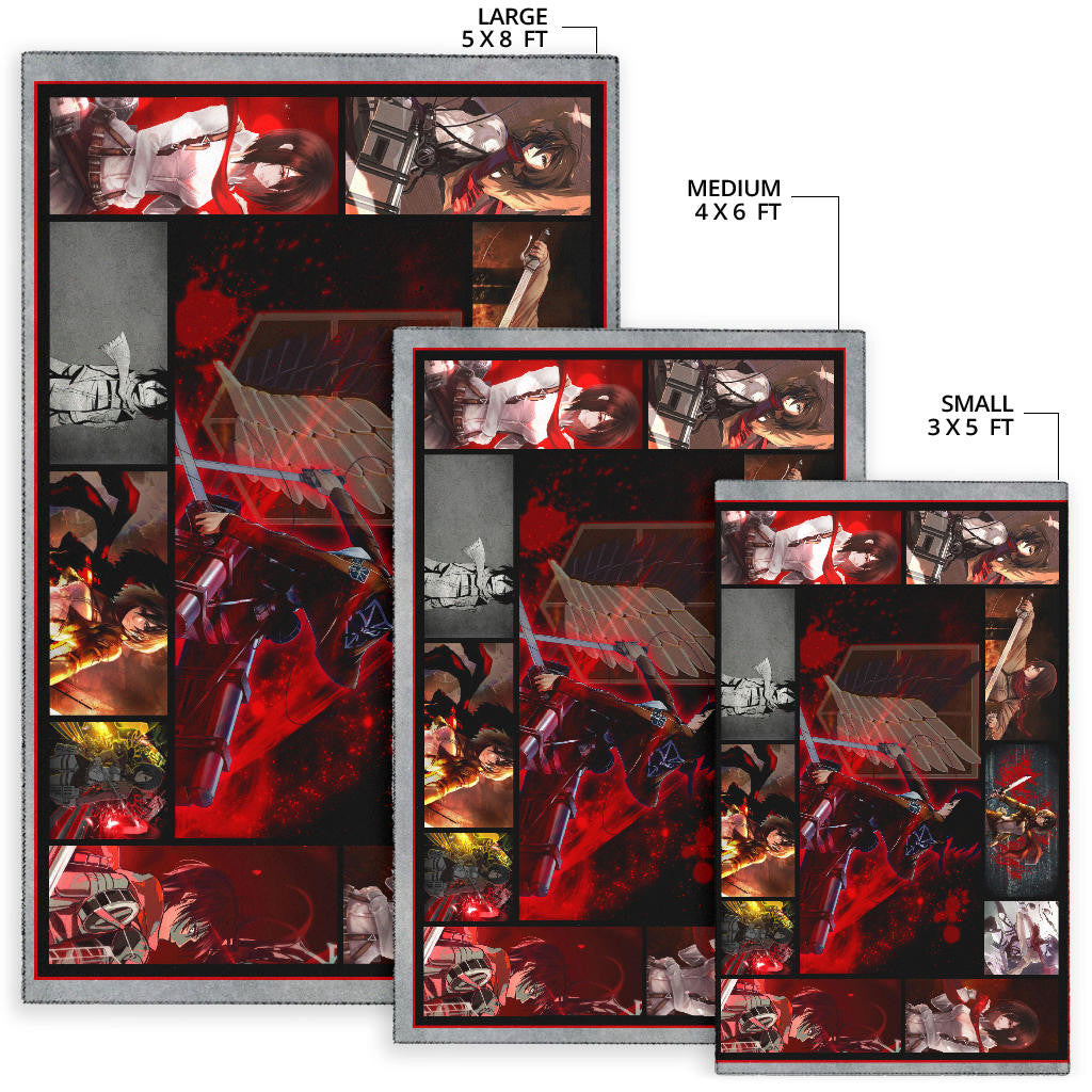 Mikasa Ackerman Attack On Titan Area Rug Anime Home Decor Custom For Fans NA033001