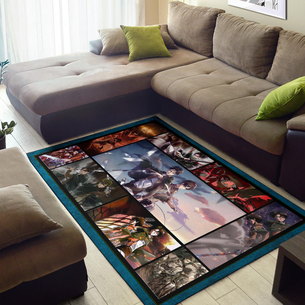 Eren And Levi Attack On Titan Area Rug Anime Home Decor Custom For Fans NA033003