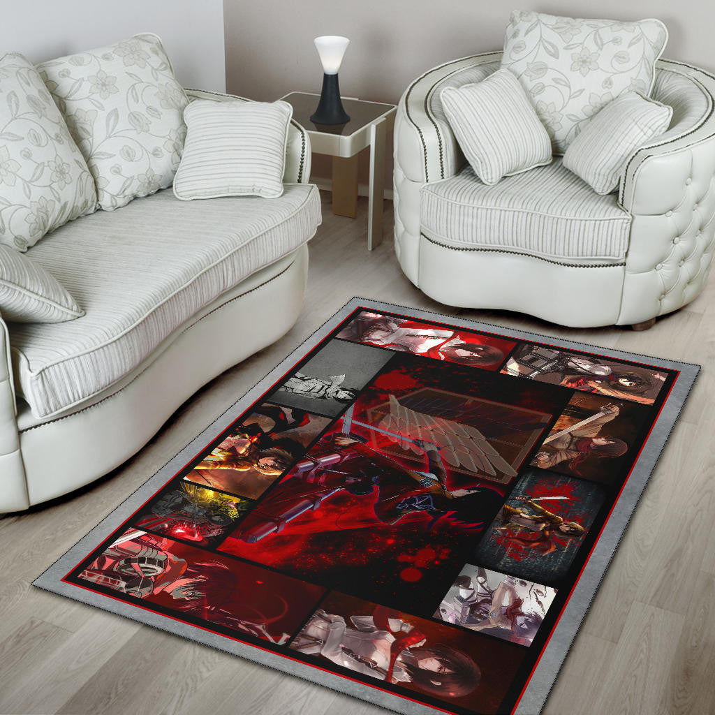 Mikasa Ackerman Attack On Titan Area Rug Anime Home Decor Custom For Fans NA033001
