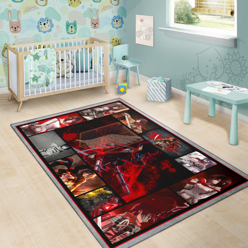 Mikasa Ackerman Attack On Titan Area Rug Anime Home Decor Custom For Fans NA033001