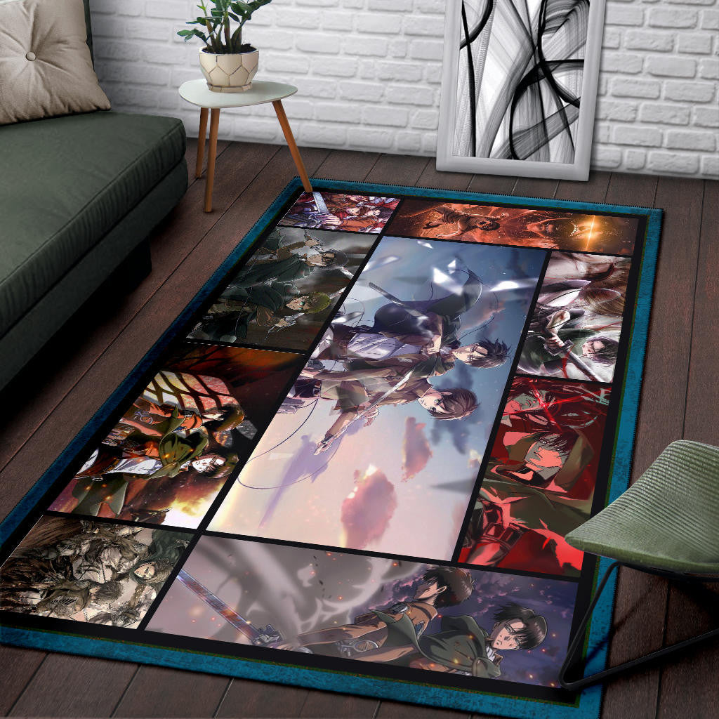Eren And Levi Attack On Titan Area Rug Anime Home Decor Custom For Fans NA033003
