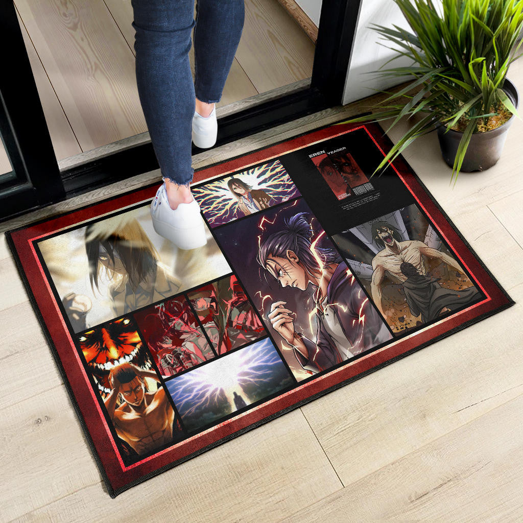 Eren Yeager Attack On Titan Door Mat Anime Home Decor Custom For Fans NA033002