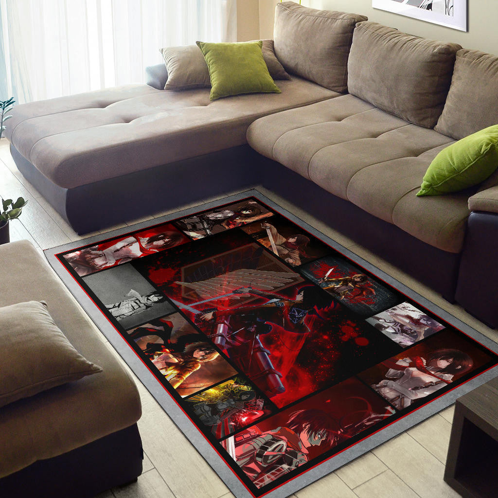 Mikasa Ackerman Attack On Titan Area Rug Anime Home Decor Custom For Fans NA033001