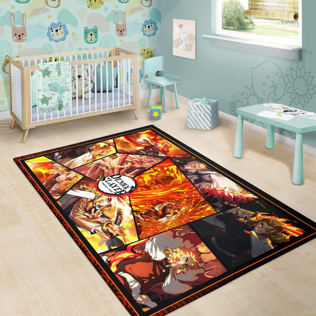 Kyojuro Rengoku Flame Hashira Demon Slayer Area Rug Anime Home Decor Custom For Fans NA051002