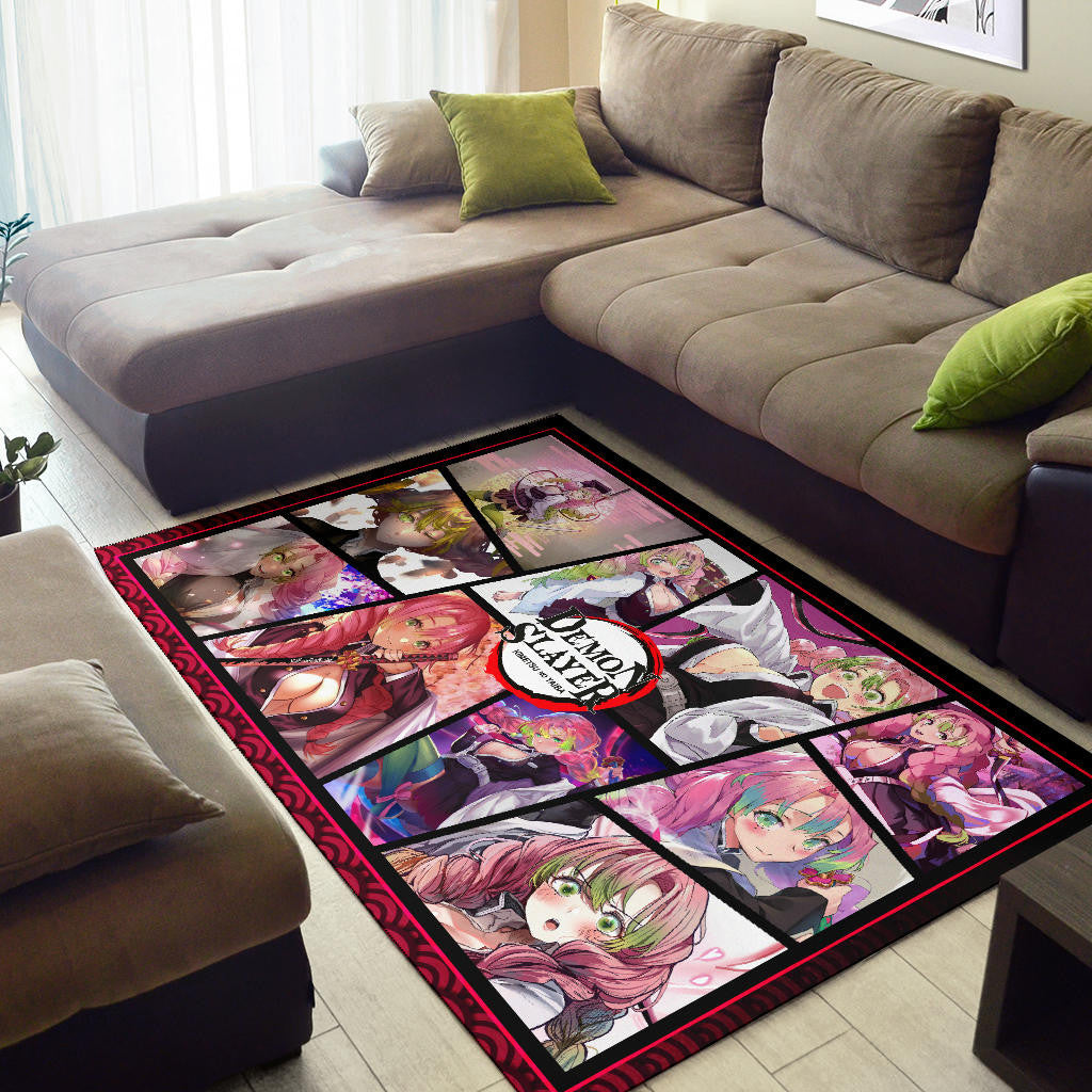 Mitsuri Kanroji Love Hashira Demon Slayer Area Rug Anime Home Decor Custom For Fans NA051004