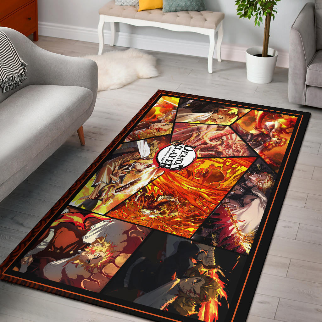 Kyojuro Rengoku Flame Hashira Demon Slayer Area Rug Anime Home Decor Custom For Fans NA051002