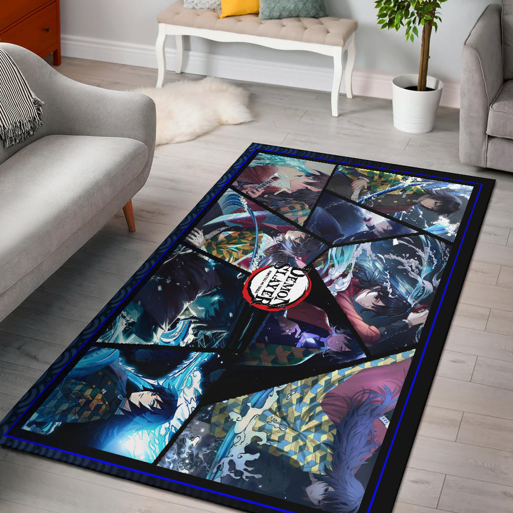 Giyu Tomioka Water Hashira Demon Slayer Area Rug Anime Home Decor Custom For Fans NA051103