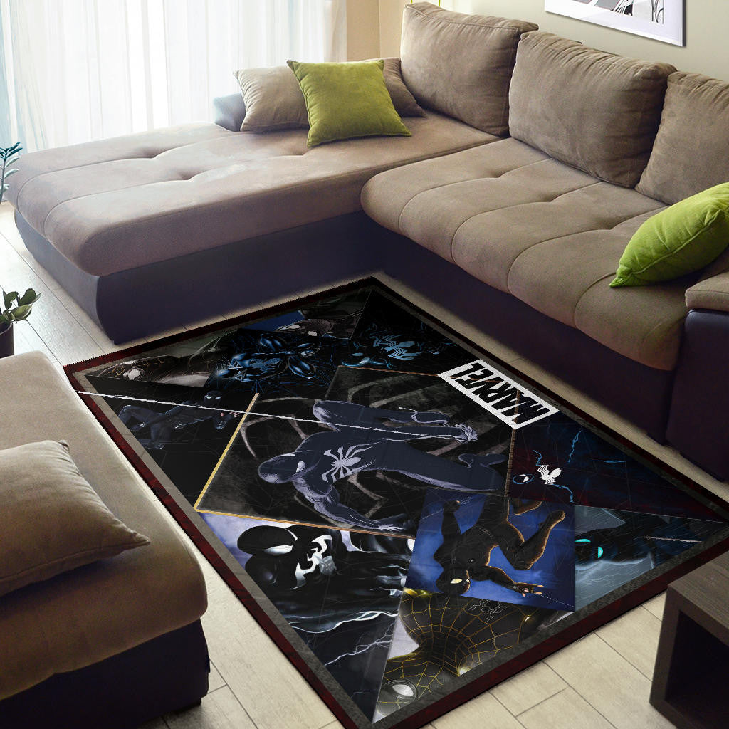Black Spider Man Area Rug Movie Home Decor Custom For Fans NT051101