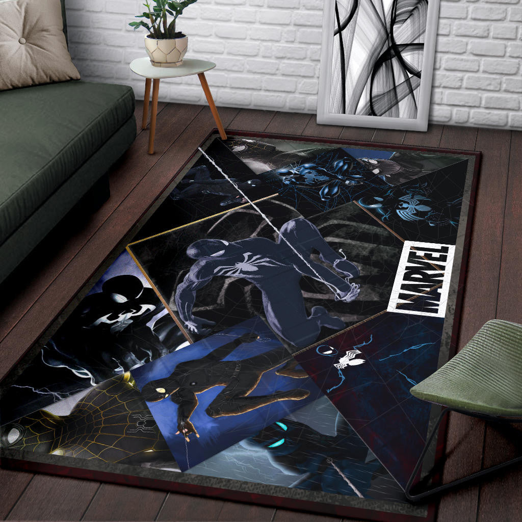 Black Spider Man Area Rug Movie Home Decor Custom For Fans NT051101