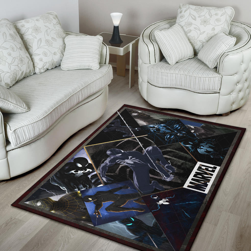 Black Spider Man Area Rug Movie Home Decor Custom For Fans NT051101