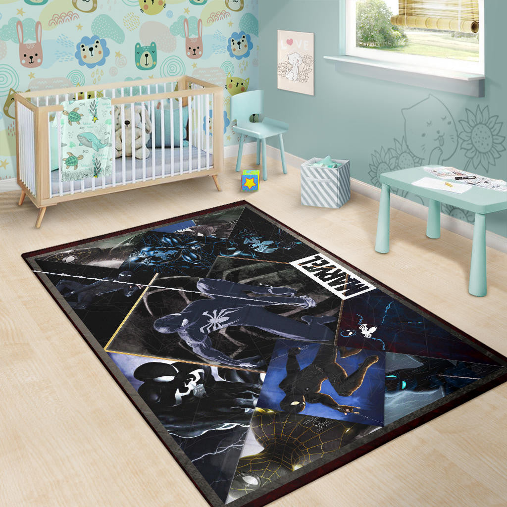 Black Spider Man Area Rug Movie Home Decor Custom For Fans NT051101