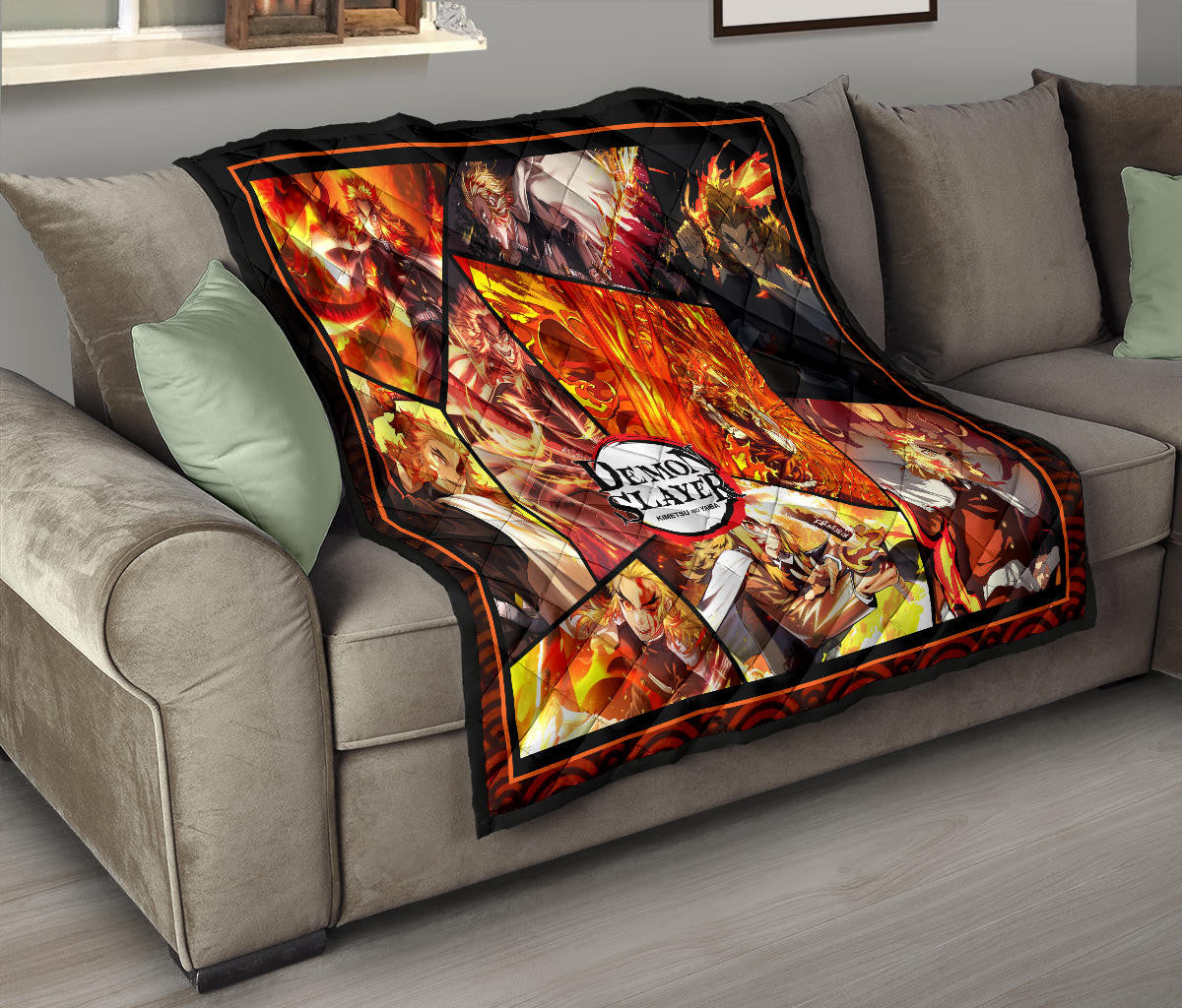Kyojuro Rengoku Flame Hashira Demon Slayer Area Rug Anime Home Decor Custom For Fans NA052002