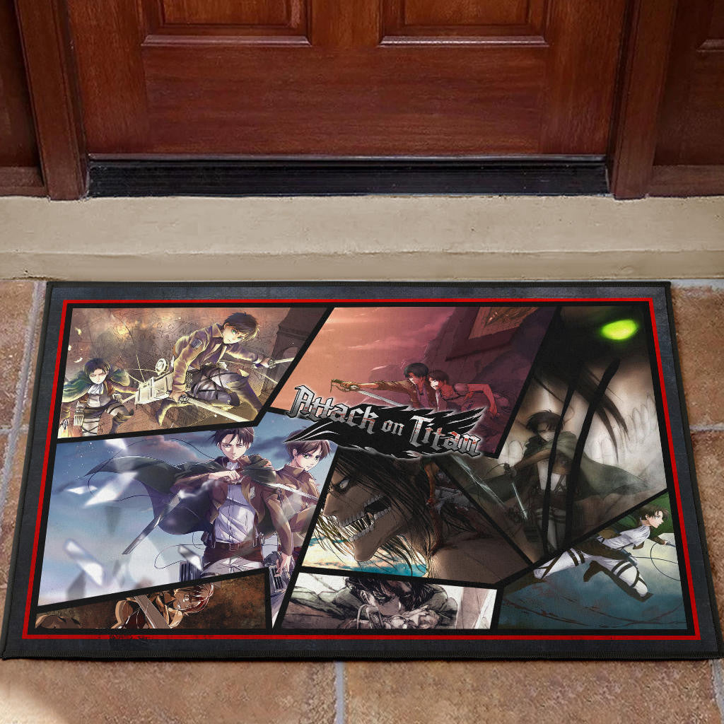 Eren Yeager And Levi Ackerman Attack On Titan Door Mat Anime Home Decor Custom For Fans NT052704